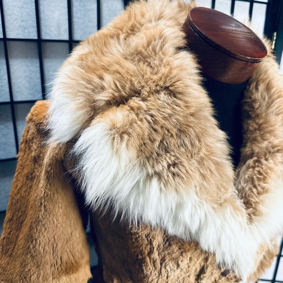 BOLD Collar BELL Sleeves Unbranded Vintage Full Length Rabbit Fur Coat - Picture 6 of 7